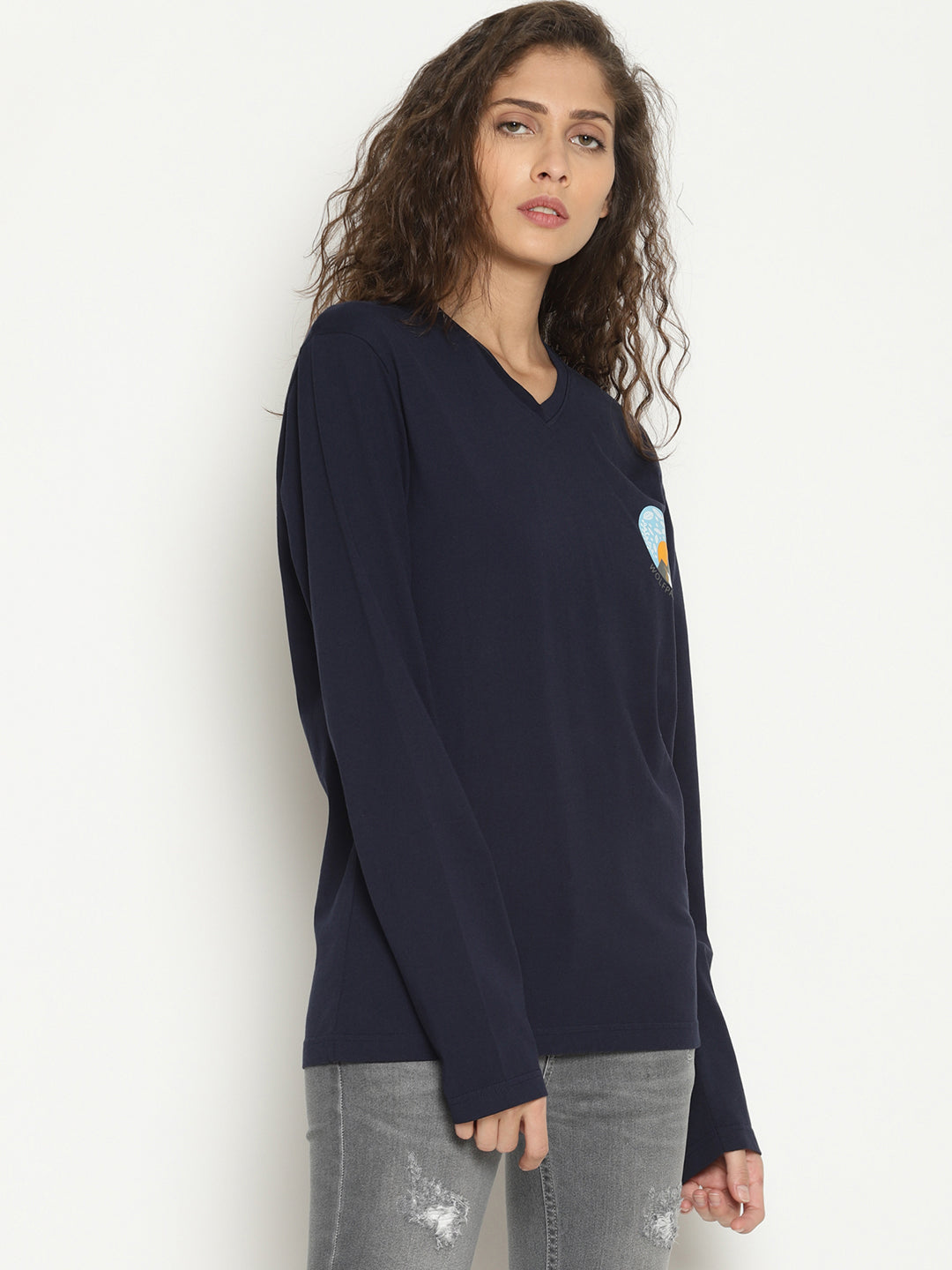The Perfect Full Sleeve Trekking Tee Navy Blue Wolfpack