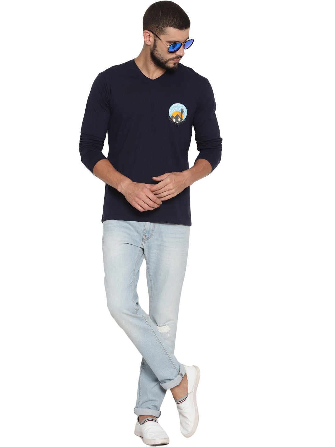 The Perfect Full Sleeve Trekking Tee Navy Blue Wolfpack