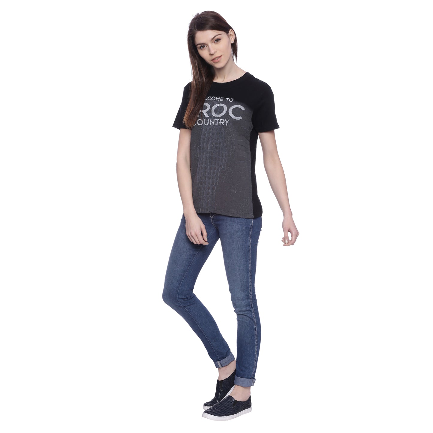 Wolfpack Women Black Printed T-Shirt Wolfpack