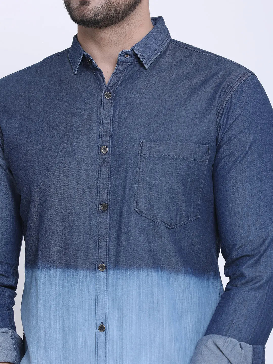 Crosscreek Men Blue Slim Fit Faded Casual Denim Shirt Crosscreek