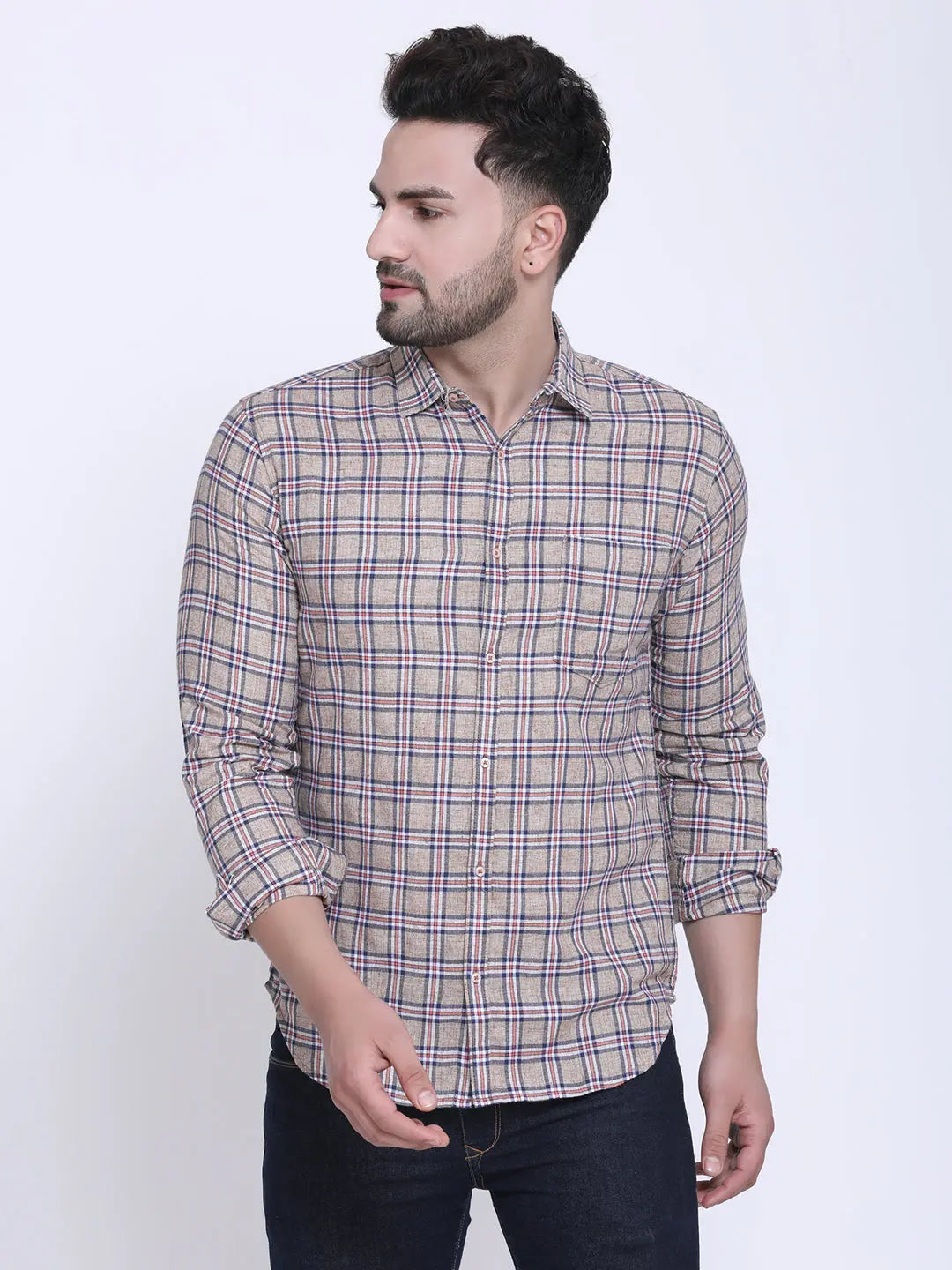 Crosscreek Men Slim Fit Checked Casual Shirt Crosscreek