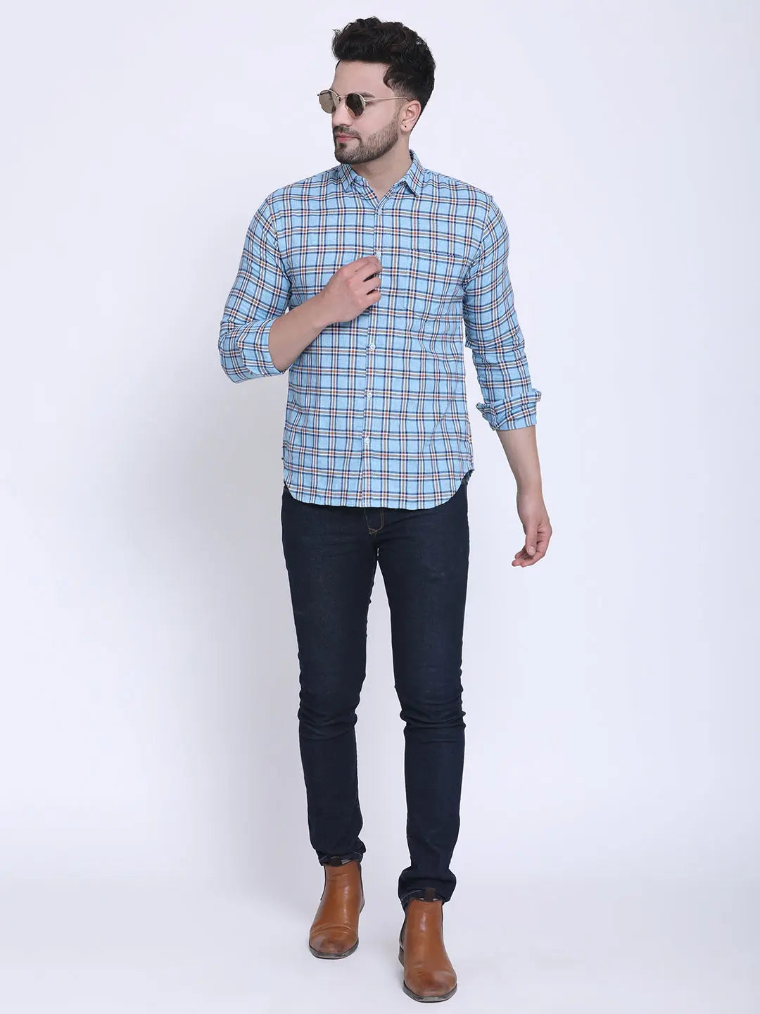 Crosscreek Men Slim Fit Checked Casual Shirt Crosscreek