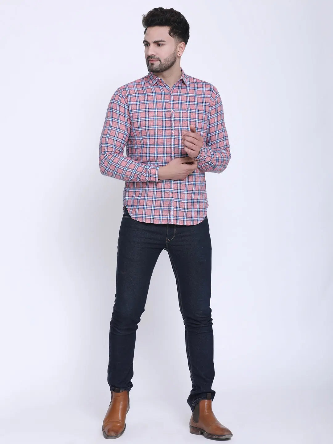 Crosscreek Men Slim Fit Checked Casual Shirt Crosscreek