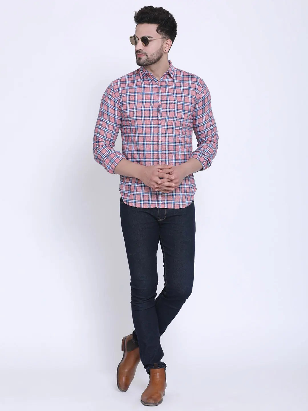 Crosscreek Men Slim Fit Checked Casual Shirt Crosscreek