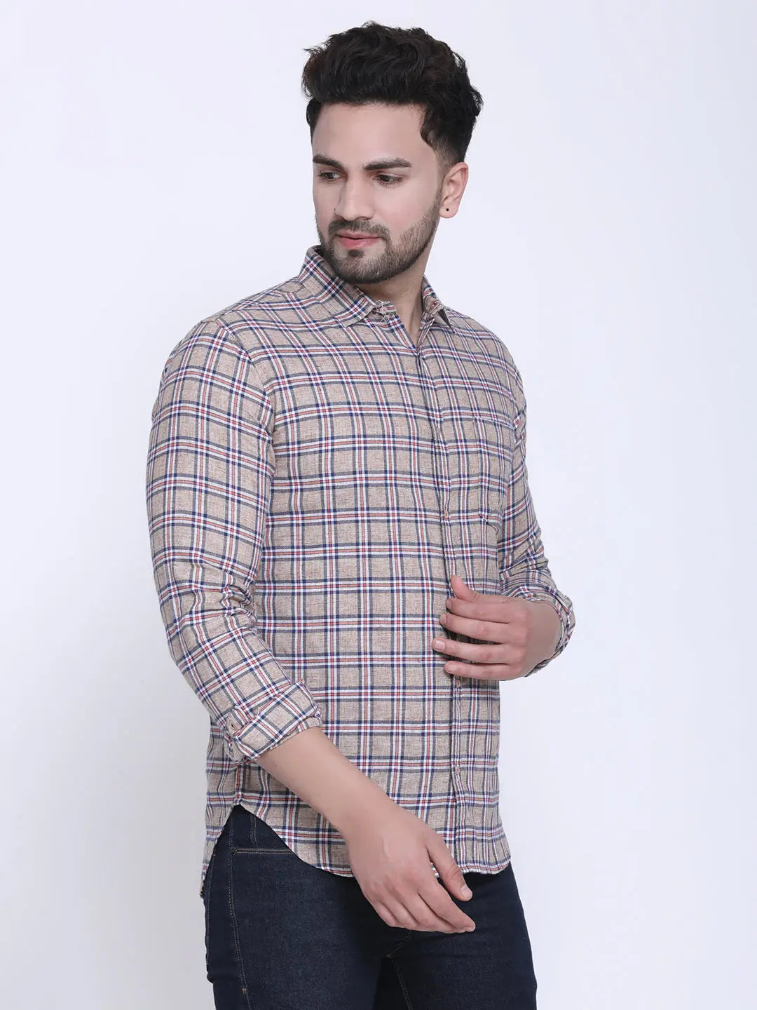 Crosscreek Men Slim Fit Checked Casual Shirt Crosscreek