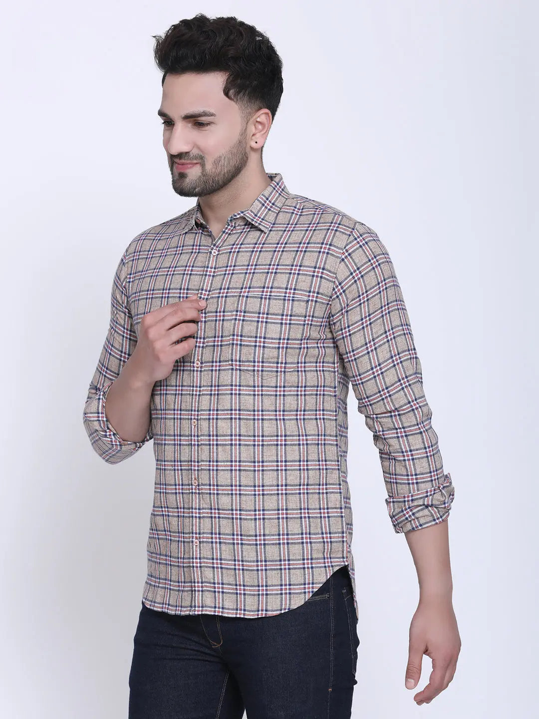 Crosscreek Men Slim Fit Checked Casual Shirt Crosscreek