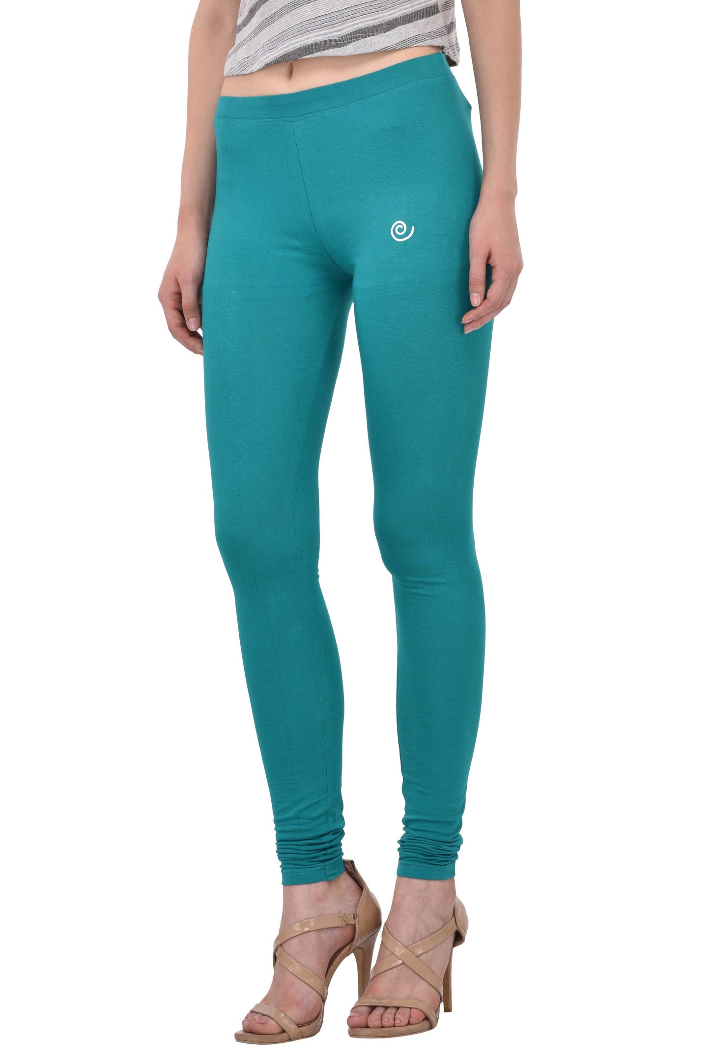 Diti Green Cotton Leggings for Women Diti