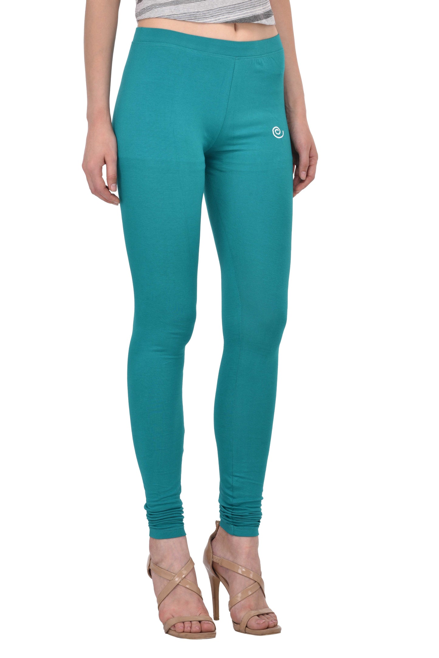 Diti Green Cotton Leggings for Women Diti