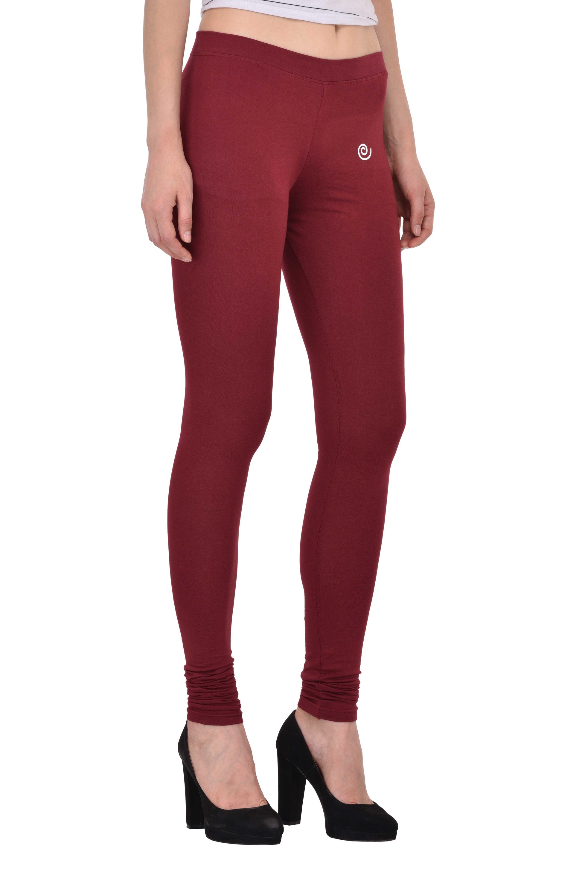 Diti Maroon Cotton Leggings for Women Diti