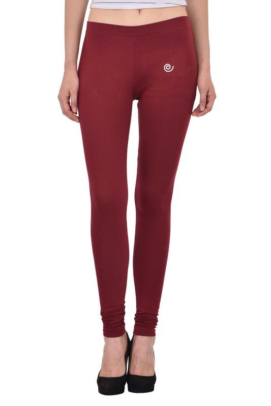 Diti Maroon Cotton Leggings for Women Diti