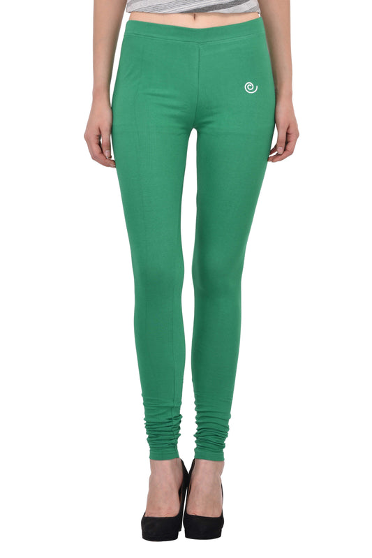 Diti Parrot Green Cotton Leggings for Women Diti