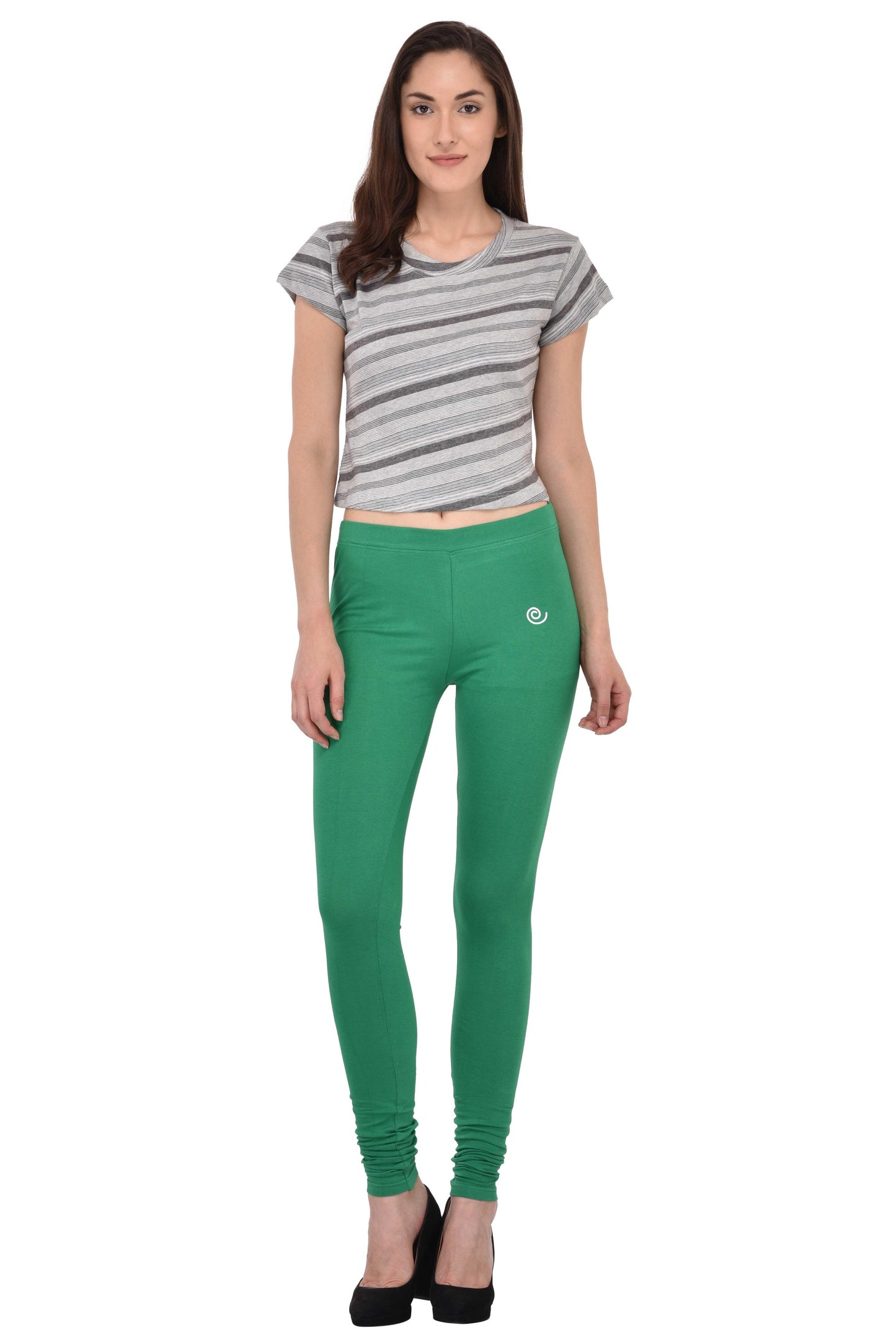 Diti Parrot Green Cotton Leggings for Women Diti
