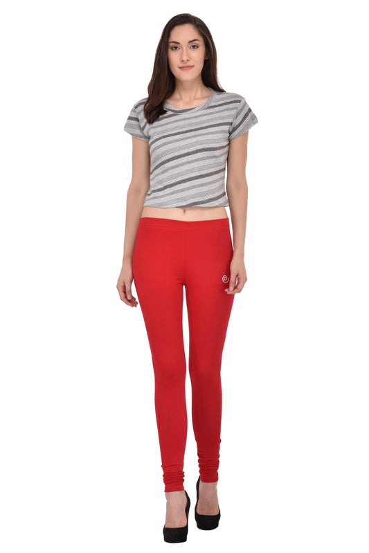 Diti Red Cotton Leggings for Women Diti