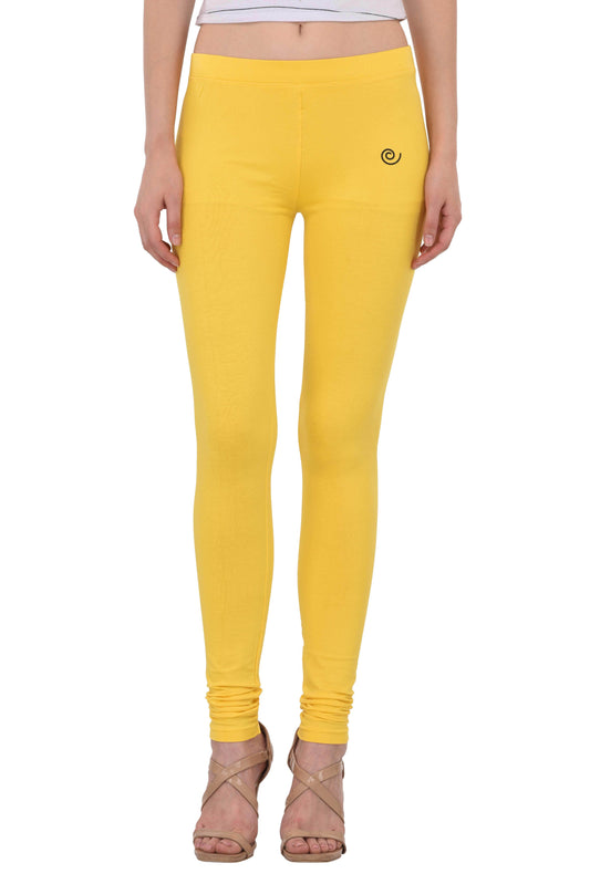 Diti Yellow Cotton Leggings for Women Diti