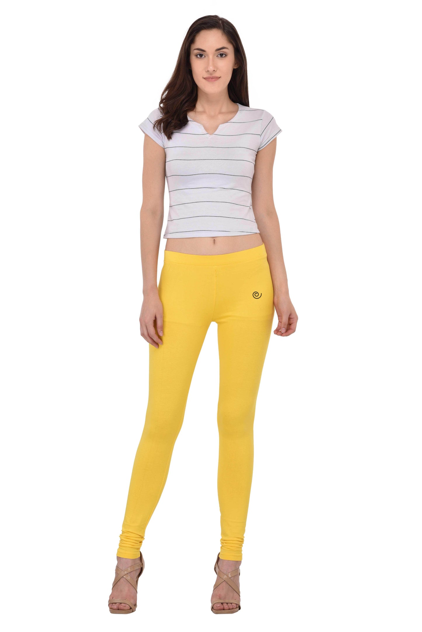 Diti Yellow Cotton Leggings for Women Diti