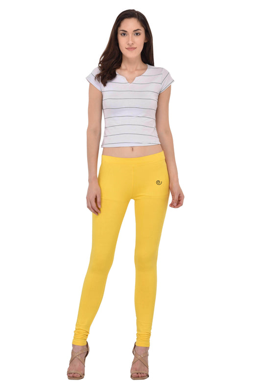 Diti Yellow Cotton Leggings for Women Diti