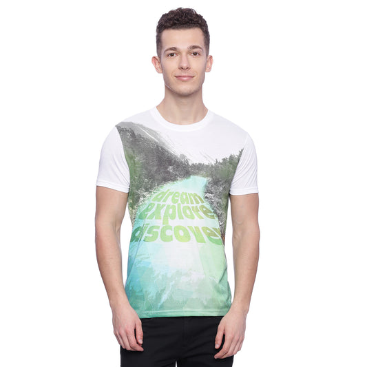 Wolfpack Men White Printed Round Neck T-Shirt Wolfpack