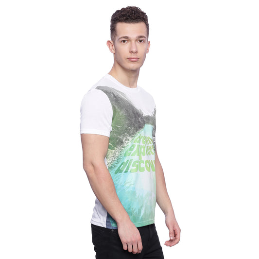 Wolfpack Men White Printed Round Neck T-Shirt Wolfpack