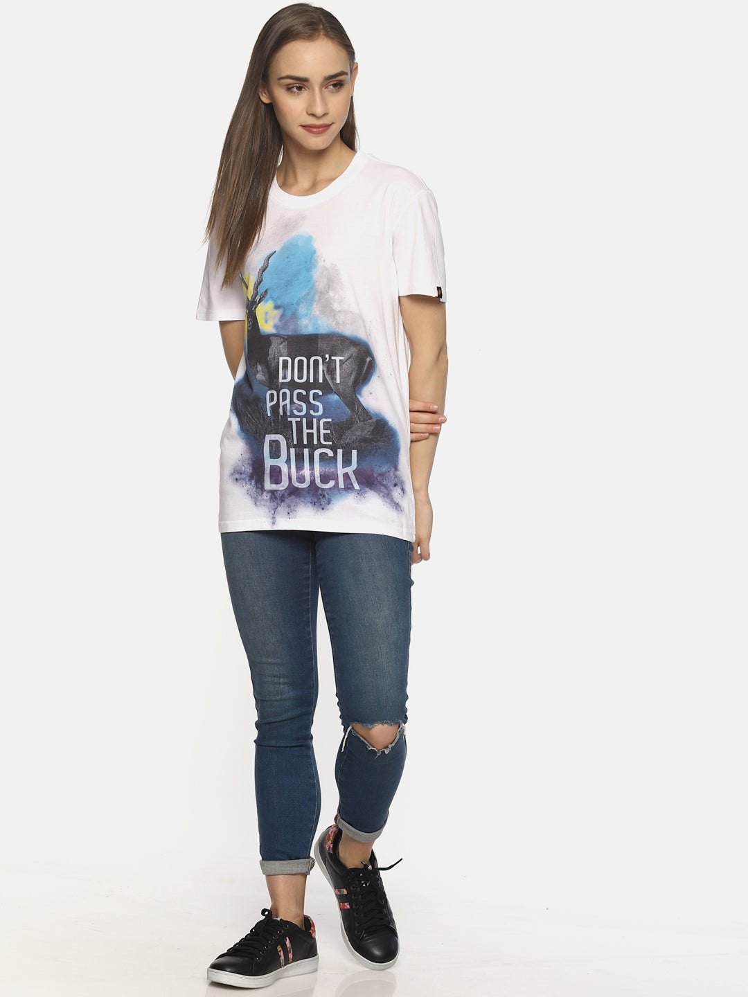 Wolfpack Women White Printed T-Shirt Wolfpack