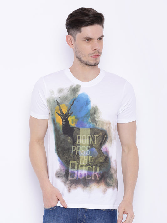 Wolfpack Men White Printed Round Neck T-Shirt Wolfpack