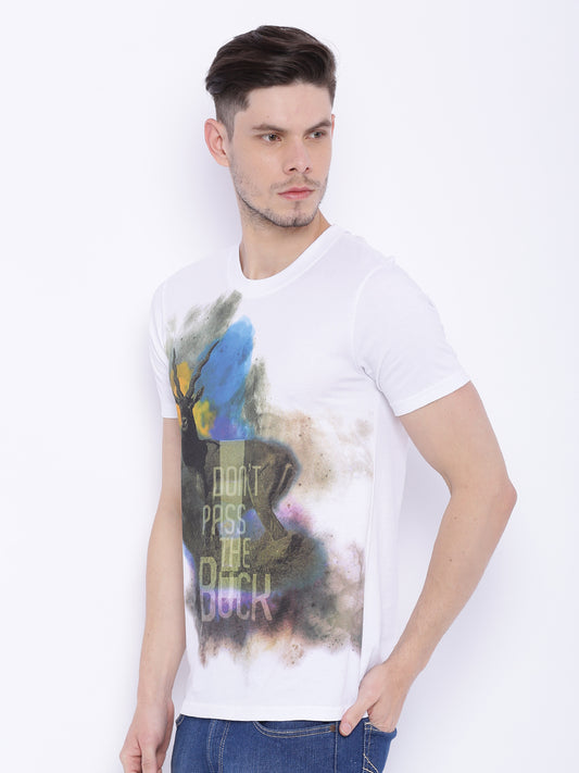 Wolfpack Men White Printed Round Neck T-Shirt Wolfpack