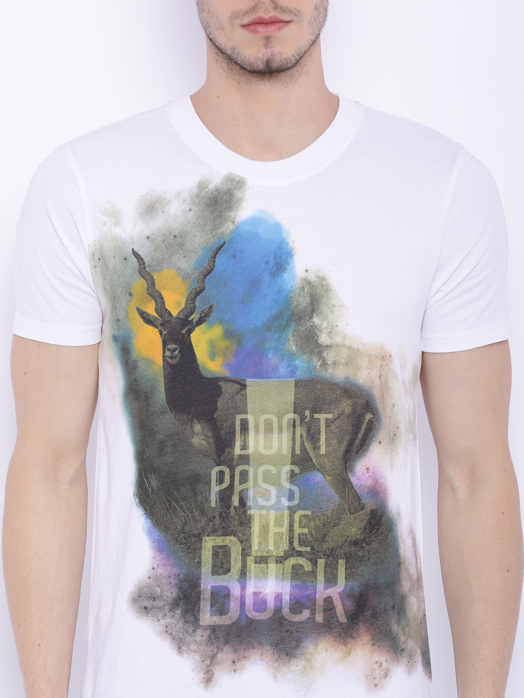 Wolfpack Men White Printed Round Neck T-Shirt Wolfpack
