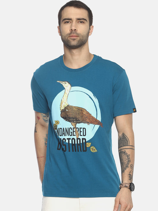 Wolfpack Men Blue With Green Tinge Printed T-Shirt Wolfpack