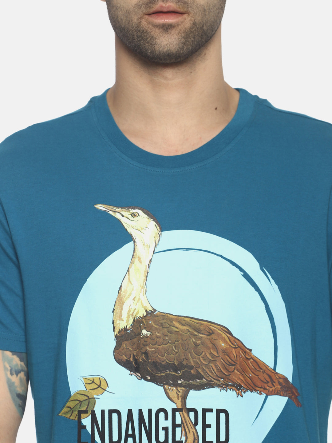 Wolfpack Men Blue With Green Tinge Printed T-Shirt Wolfpack