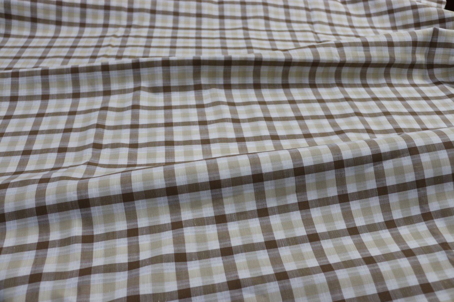 Beige Yarn Dyed Checks Cotton Linen Unstitched Men's Shirt Piece (Width 58 Inch | 1.60 Meters) Crosscreek