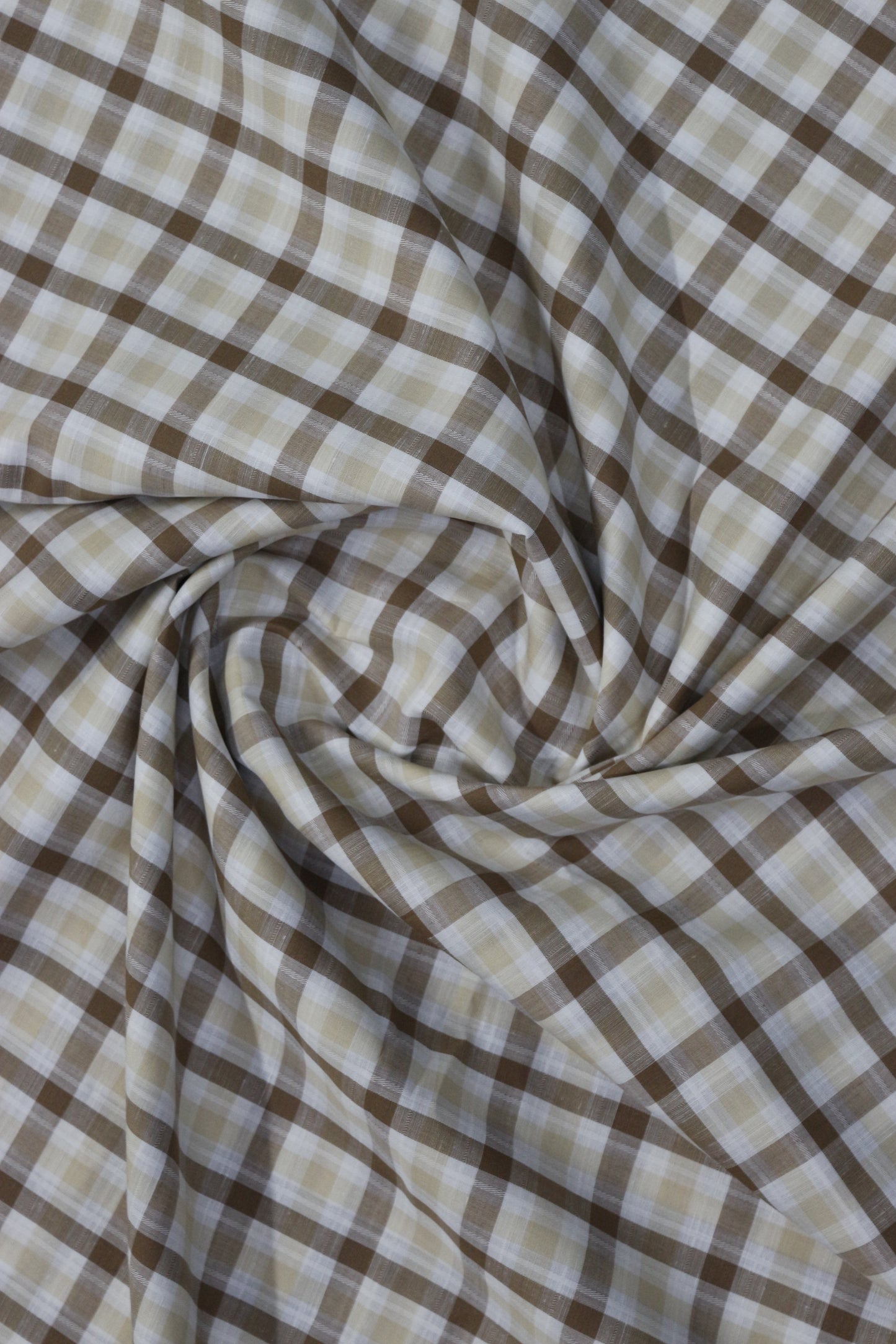 Beige Yarn Dyed Checks Cotton Linen Unstitched Men's Shirt Piece (Width 58 Inch | 1.60 Meters) Crosscreek