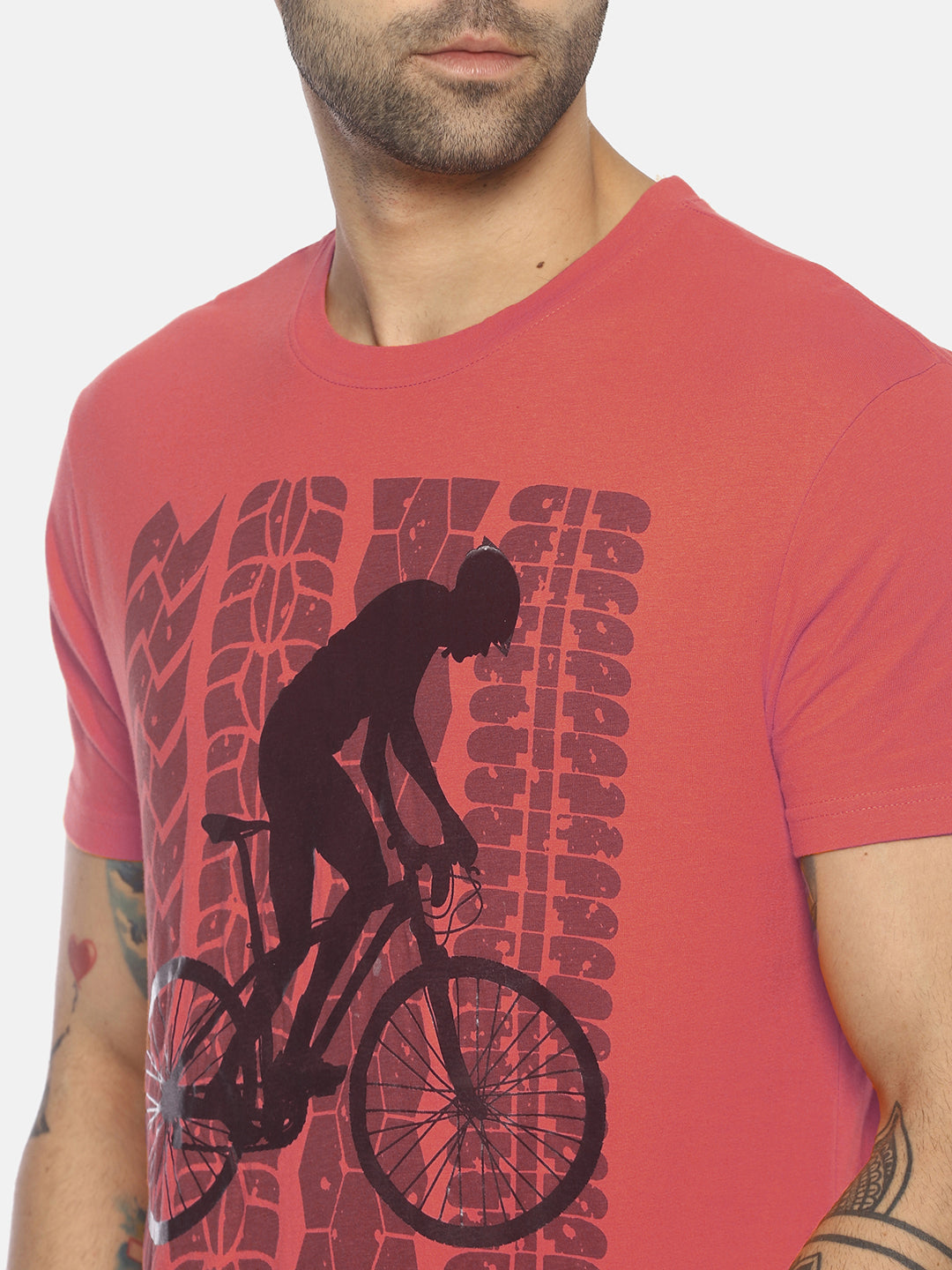 Wolfpack Men Pink Printed Round Neck T-Shirt Wolfpack