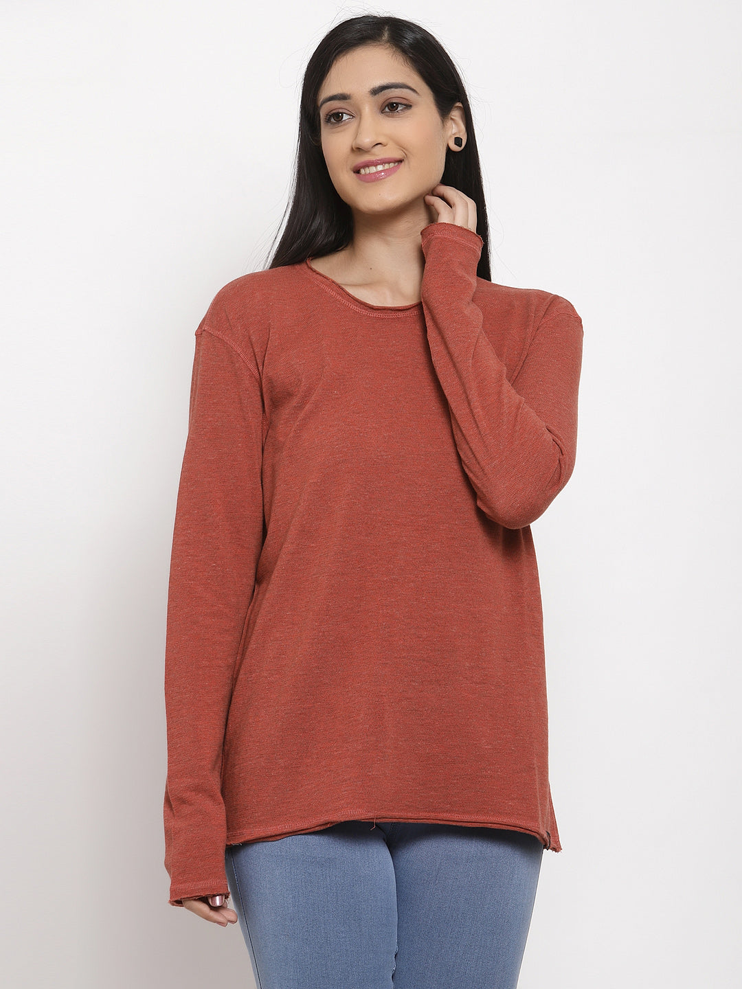 Wolfpack Women Solid Light Red Reversible T-Shirt Wolfpack