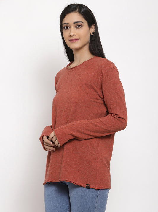 Wolfpack Women Solid Light Red Reversible T-Shirt Wolfpack