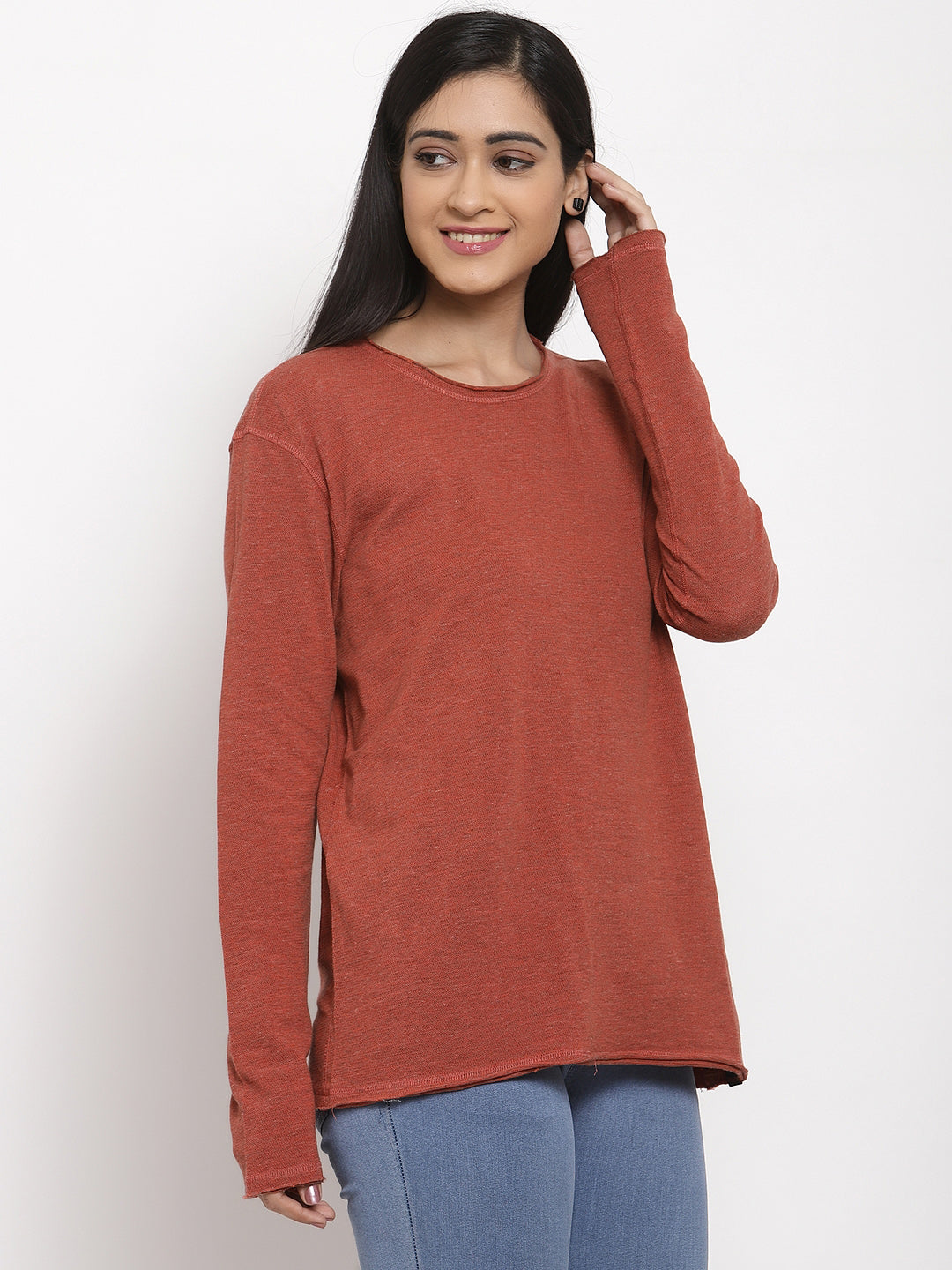 Wolfpack Women Solid Light Red Reversible T-Shirt Wolfpack