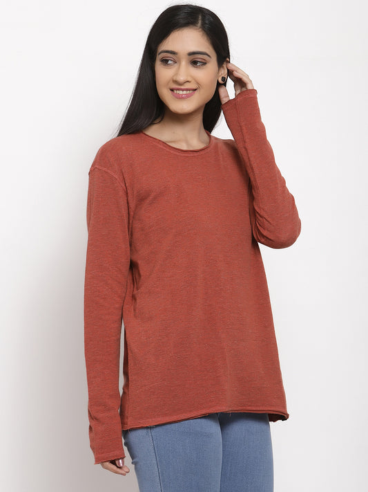 Wolfpack Women Solid Light Red Reversible T-Shirt Wolfpack
