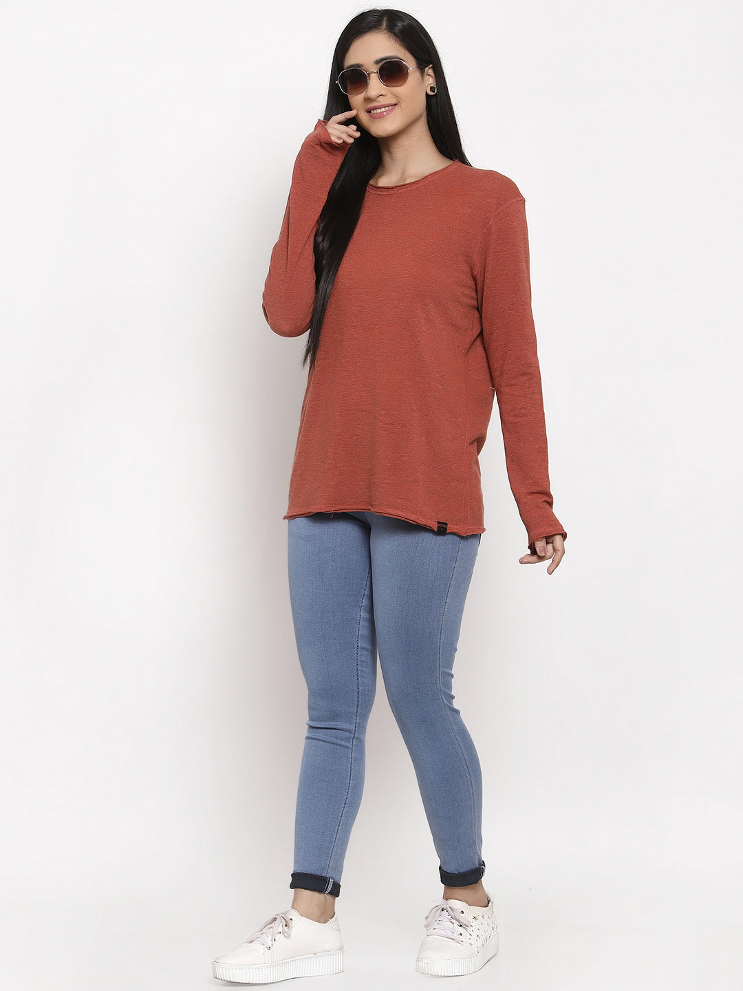 Wolfpack Women Solid Light Red Reversible T-Shirt Wolfpack
