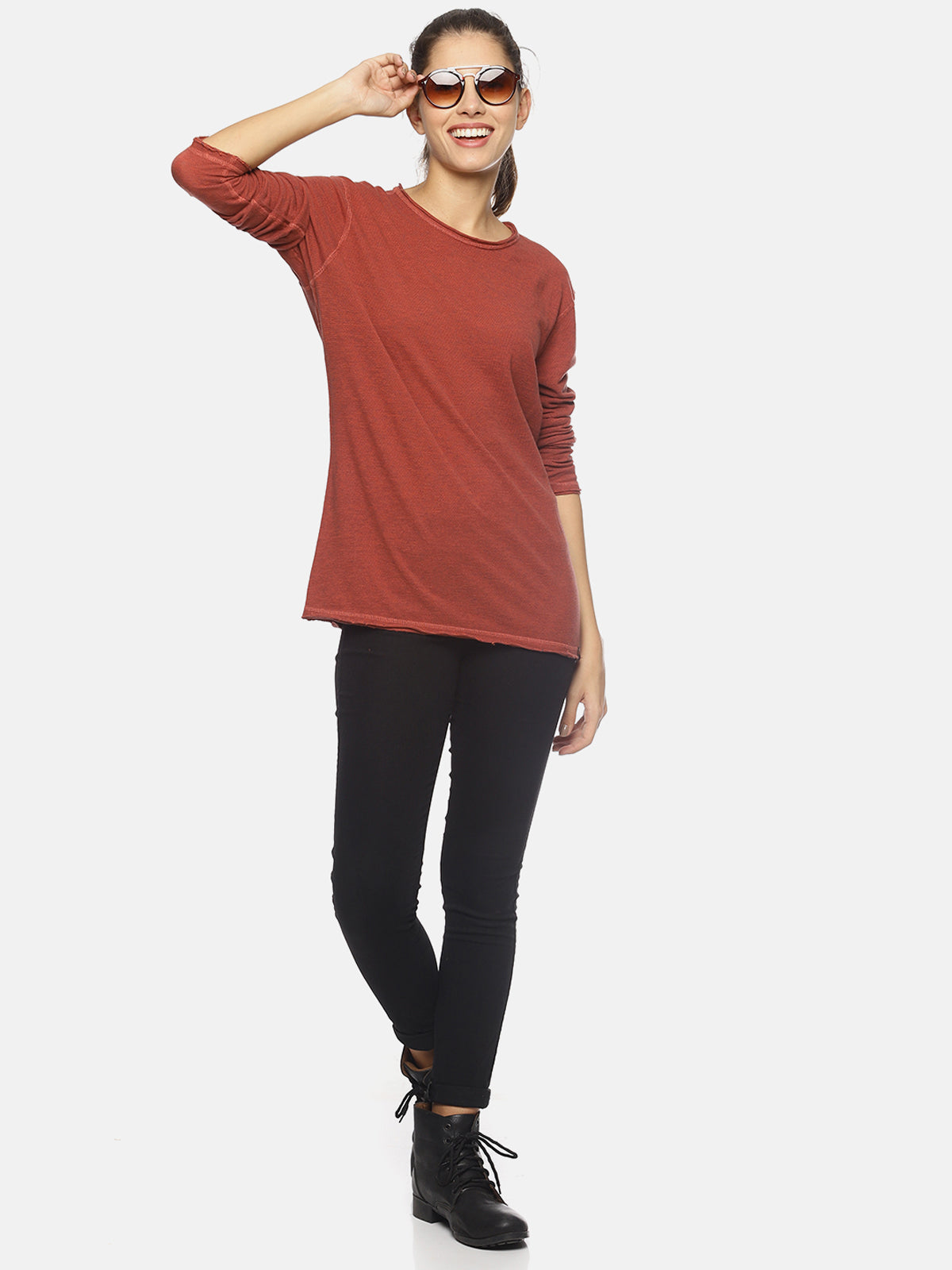Wolfpack Women Dark Red Reversible Full Sleeves T-Shirt Wolfpack