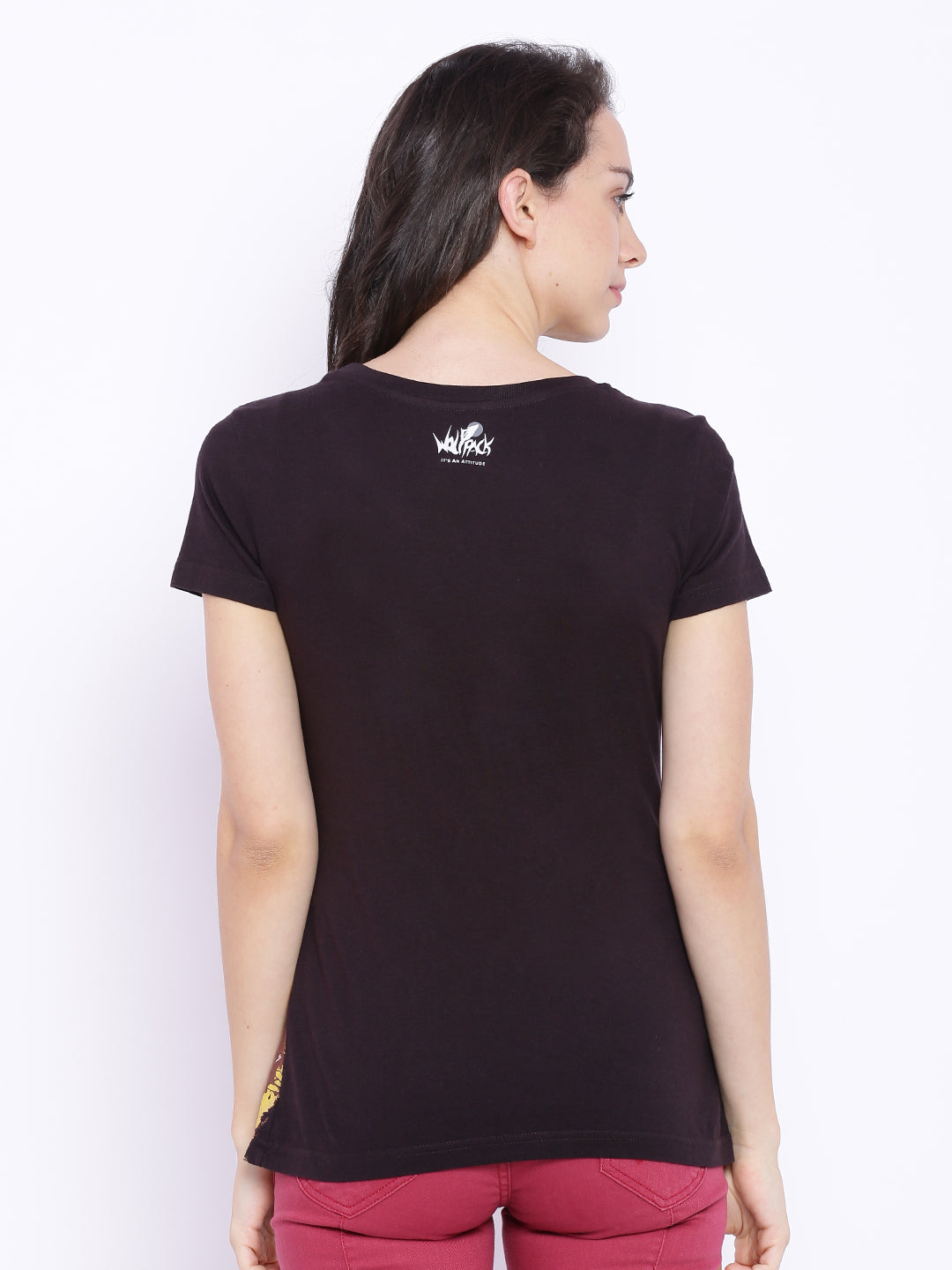 Wolfpack Women Black Printed T-Shirt Wolfpack