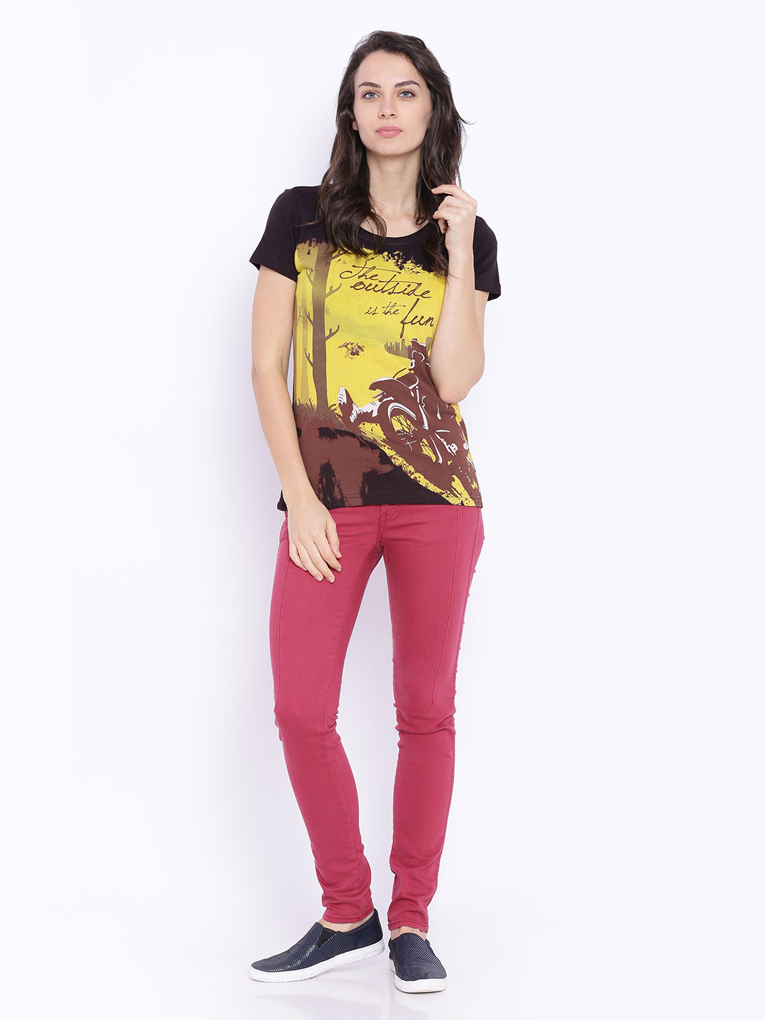 Wolfpack Women Black Printed T-Shirt Wolfpack