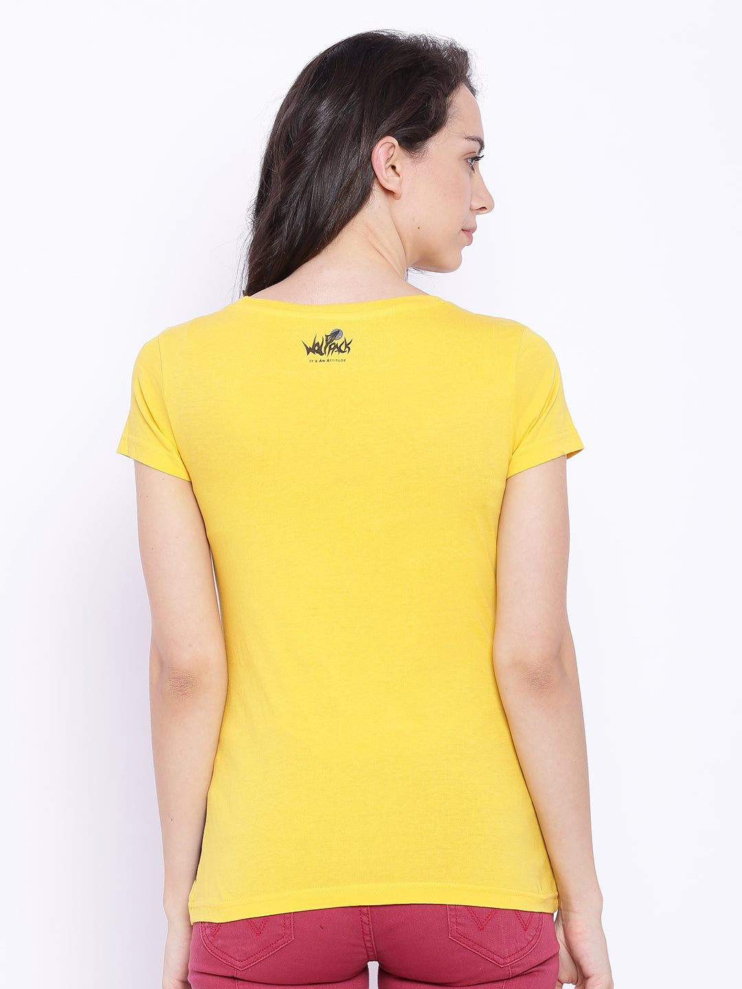 Wolfpack Women Yellow Printed T-Shirt Wolfpack