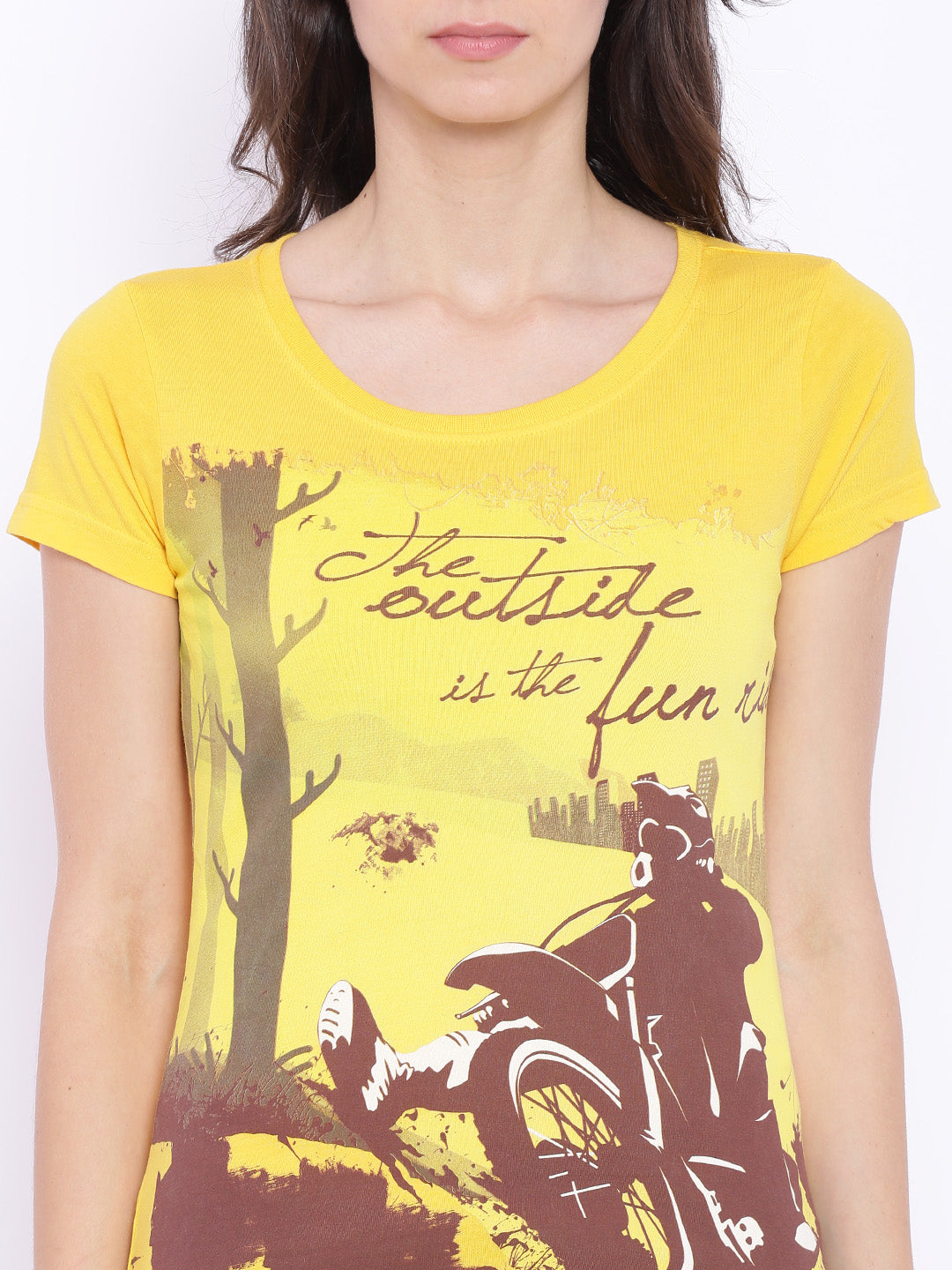 Wolfpack Women Yellow Printed T-Shirt Wolfpack