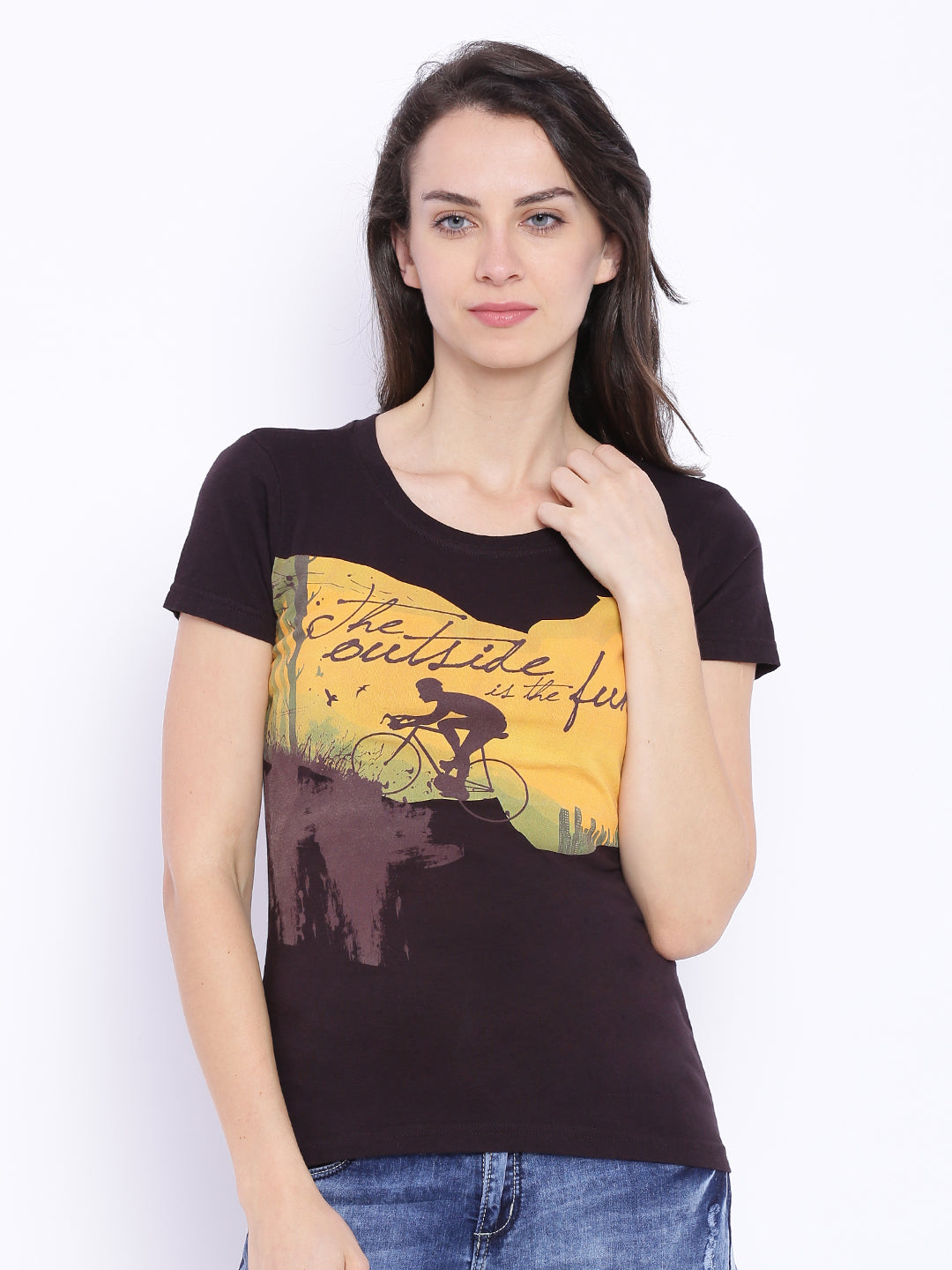 Wolfpack Women Black Printed T-Shirt Wolfpack