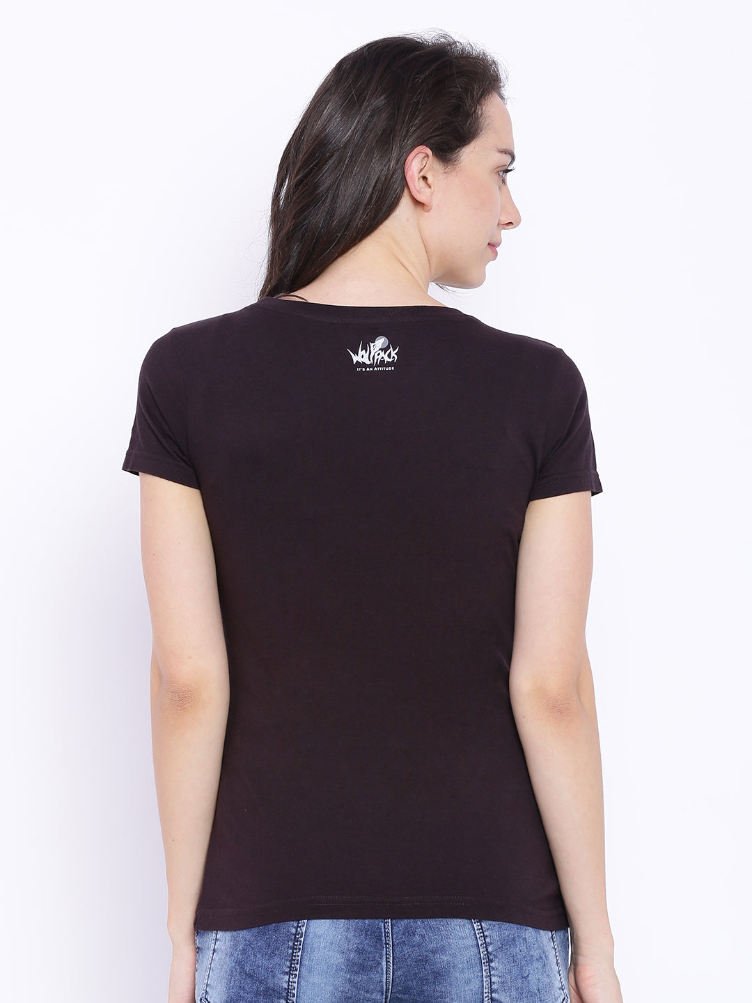 Wolfpack Women Black Printed T-Shirt Wolfpack