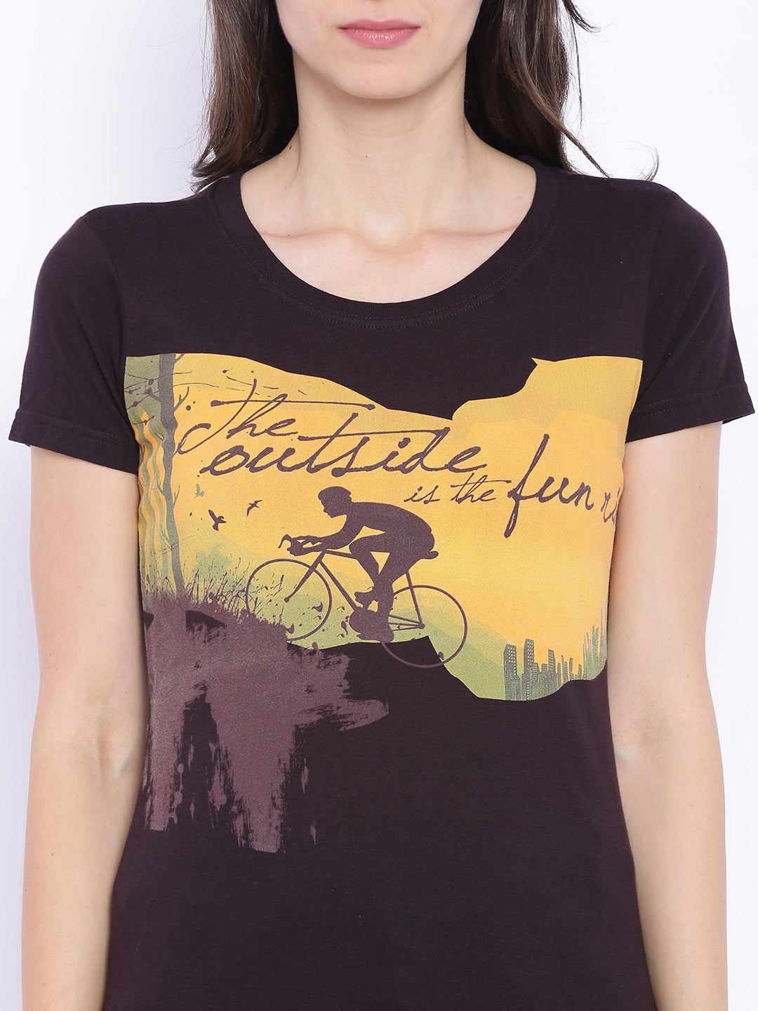 Wolfpack Women Black Printed T-Shirt Wolfpack