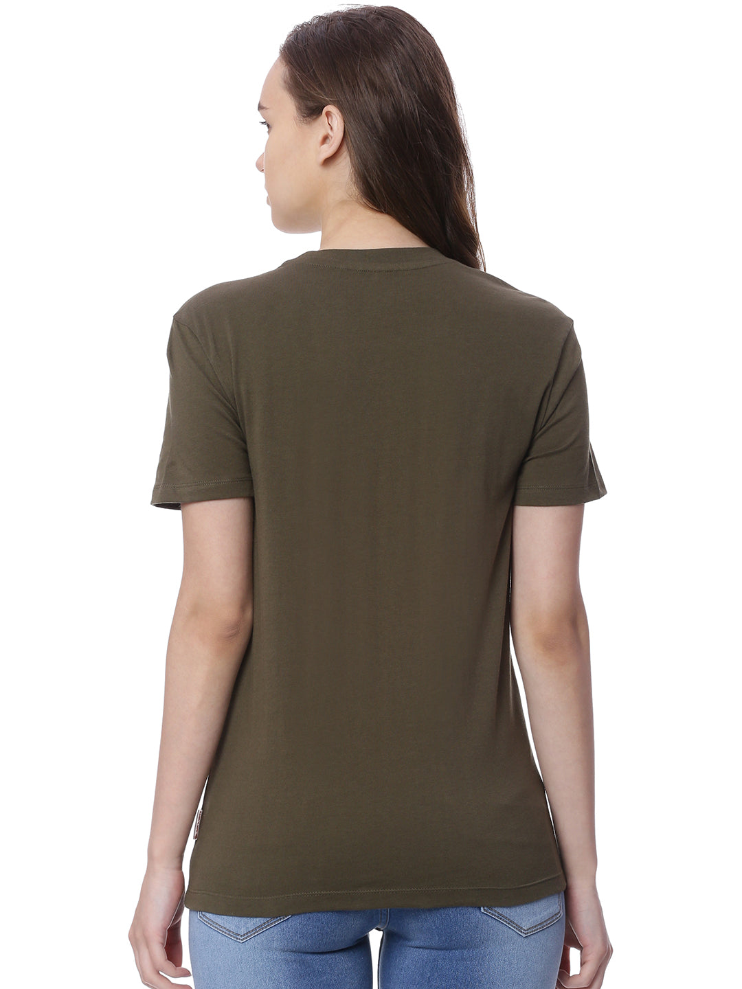 Wolfpack Women Army Green Printed T-Shirt Wolfpack