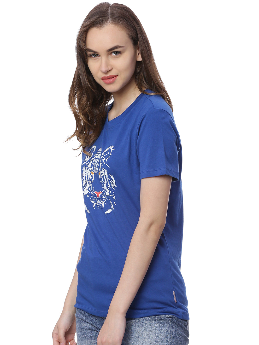 Wolfpack Women Royal Blue Printed T-Shirt Wolfpack