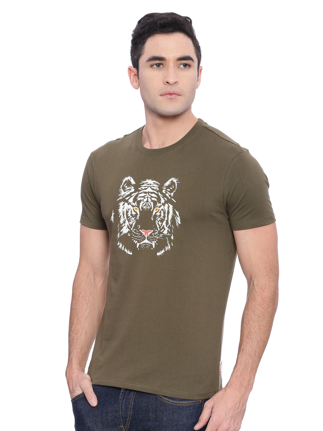 Wolfpack Men Army Green Printed T-Shirt Wolfpack