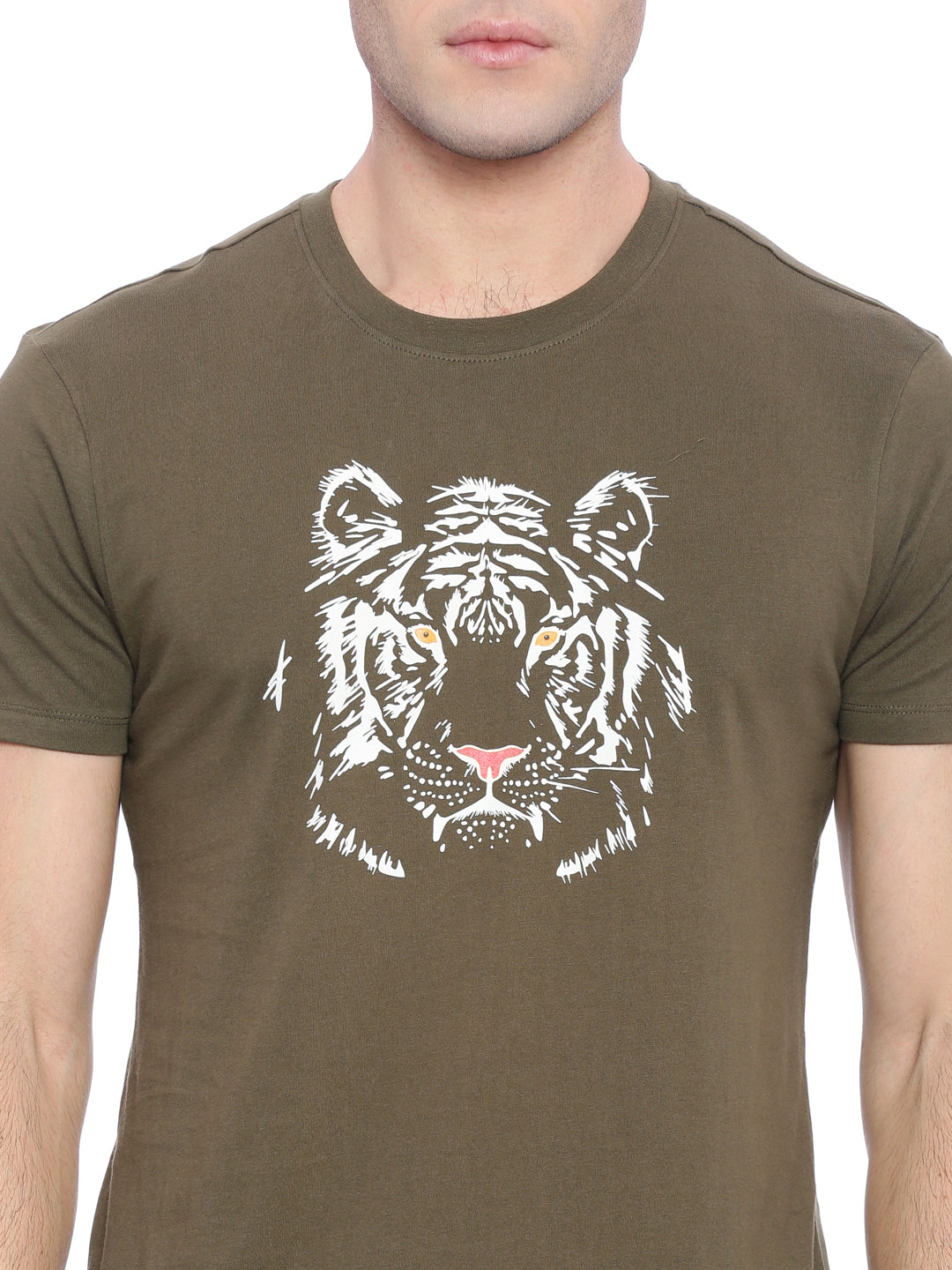 Wolfpack Men Army Green Printed T-Shirt Wolfpack