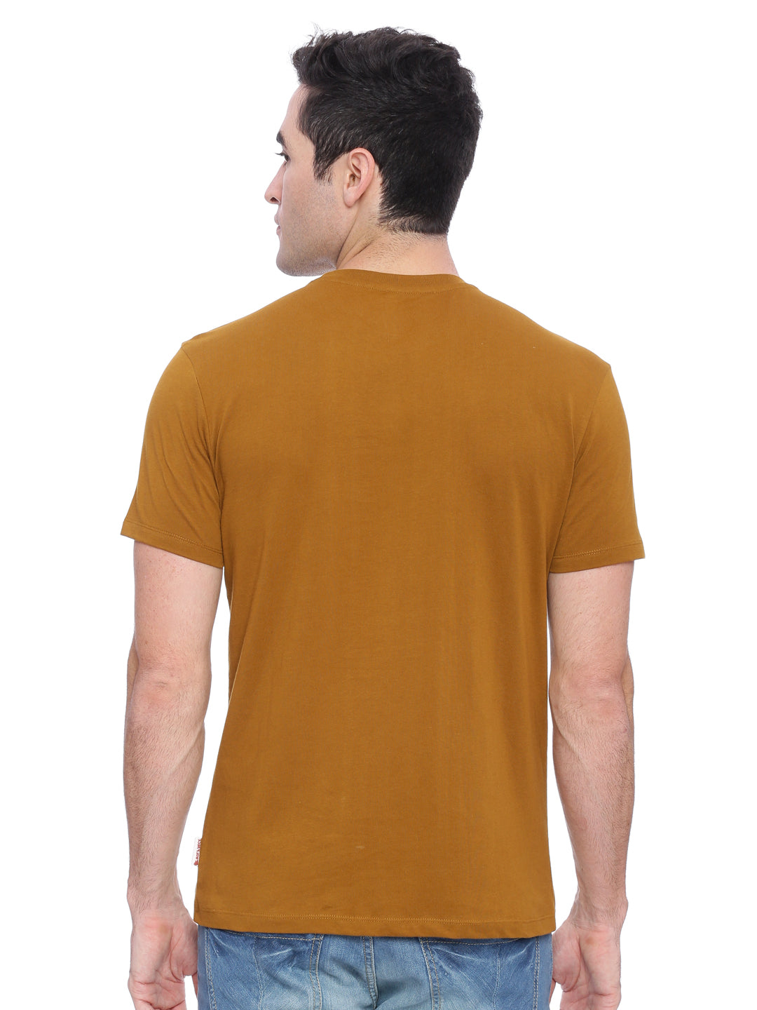 Wolfpack Men Brown Printed Round Neck T-Shirt Wolfpack