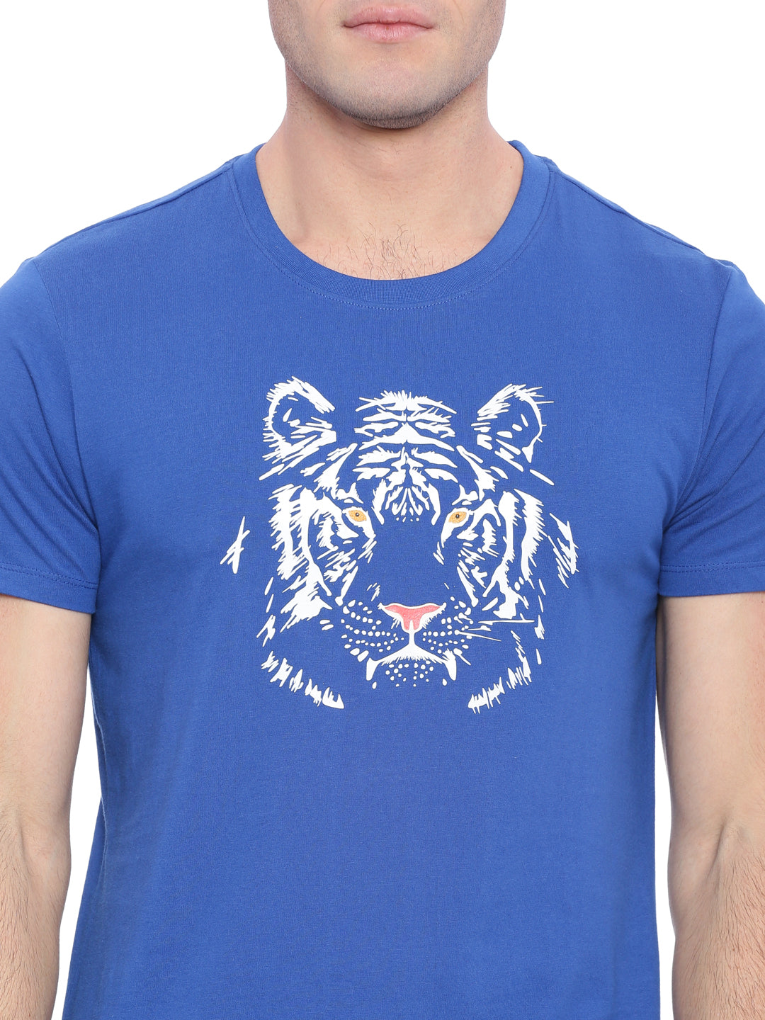Wolfpack Men Blue Printed Round Neck T-Shirt Wolfpack